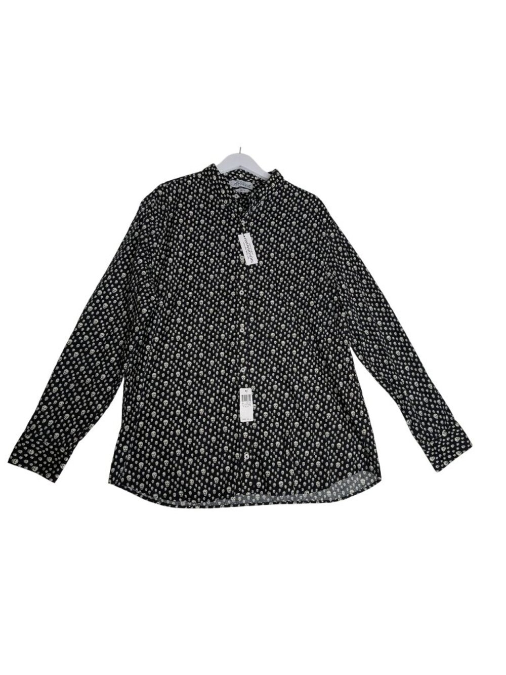 Nick Graham Everywhere Mens Skull Print Shirt 2XL Black White Cotton Modern Amer
